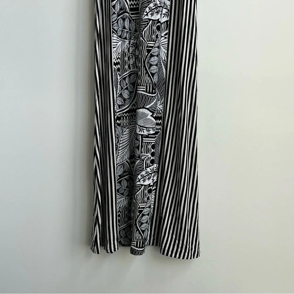 Chico’s Tropical Print Striped Maxi Dress Halter Stretch Jersey Size 0 (4-6) - Picture 6 of 12